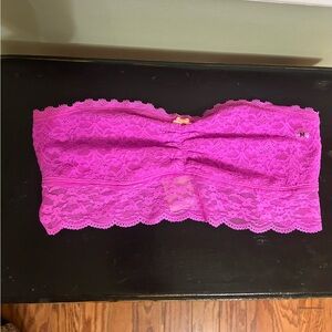 Aerie Hot Pink Lace Bandeau Bralette Size Medium NWT